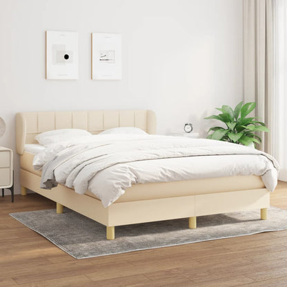 Giroletto a Molle con Materasso Crema 140x200 cm in Tessuto | homemem39