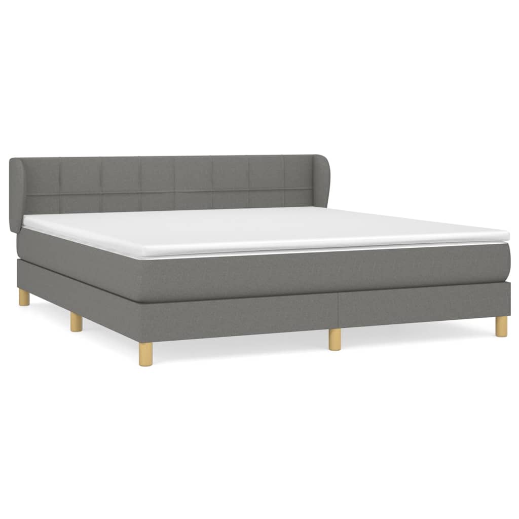 Giroletto a Molle con Materasso Grigio Scuro 160x200 cm Tessuto | homemem39