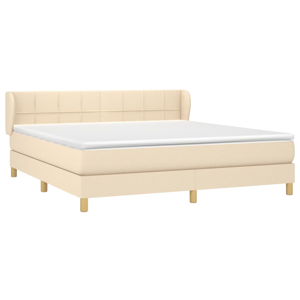 Giroletto a Molle con Materasso Crema 160x200 cm in Tessuto | homemem39