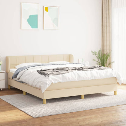 Giroletto a Molle con Materasso Crema 160x200 cm in Tessuto | homemem39