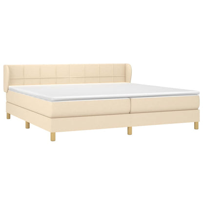 Giroletto a Molle con Materasso Crema 200x200 cm in Tessuto | homemem39