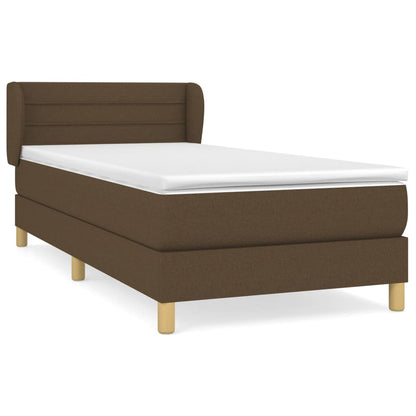 Spring Bed Frame with Dark Brown Mattress 80x200 cm Fabric