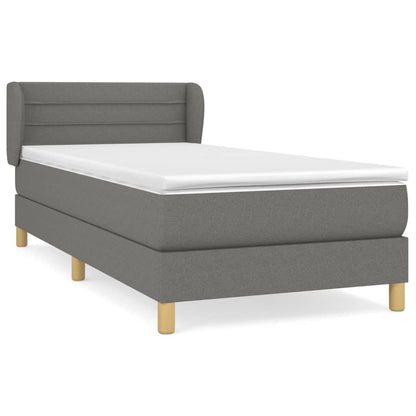 Spring Bed Frame with Dark Gray Mattress 90x200 cm Fabric