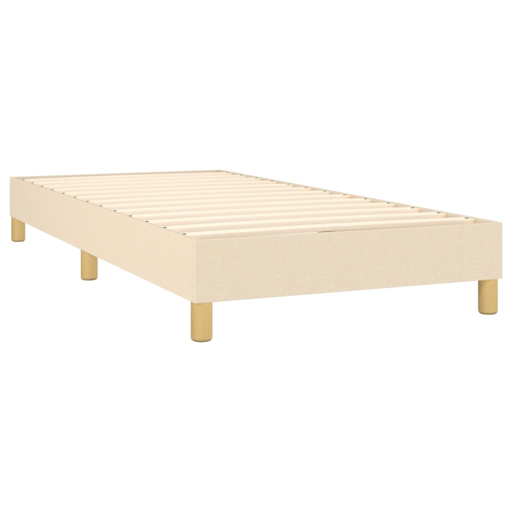 Spring bed frame with cream mattress 90x200 cm in fabric