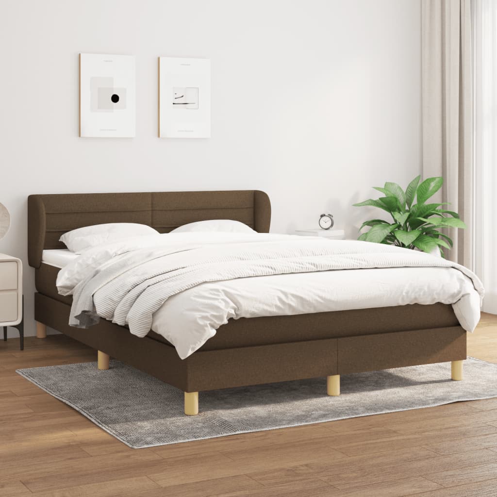 Giroletto a Molle con Materasso Marrone Scuro 140x190cm Tessuto | homemem39