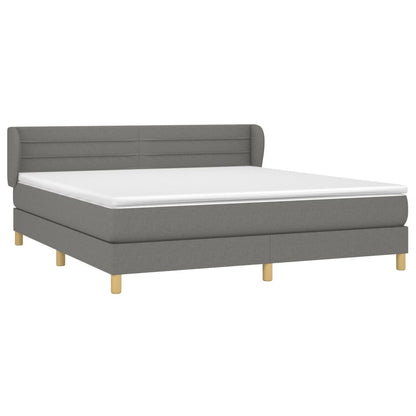 Spring Bed Frame with Dark Gray Mattress 160x200 cm Fabric