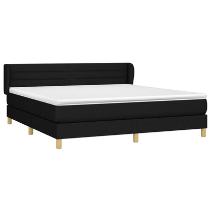 Spring bed frame with black mattress 160x200 cm in fabric