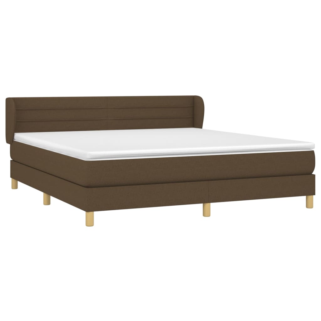 Giroletto a Molle con Materasso Marrone Scuro 160x200cm Tessuto | homemem39