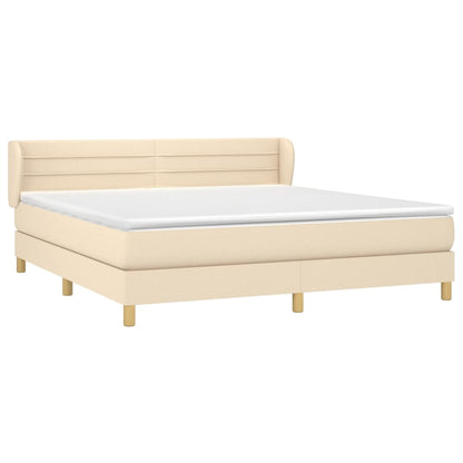 Giroletto a Molle con Materasso Crema 160x200 cm in Tessuto | homemem39