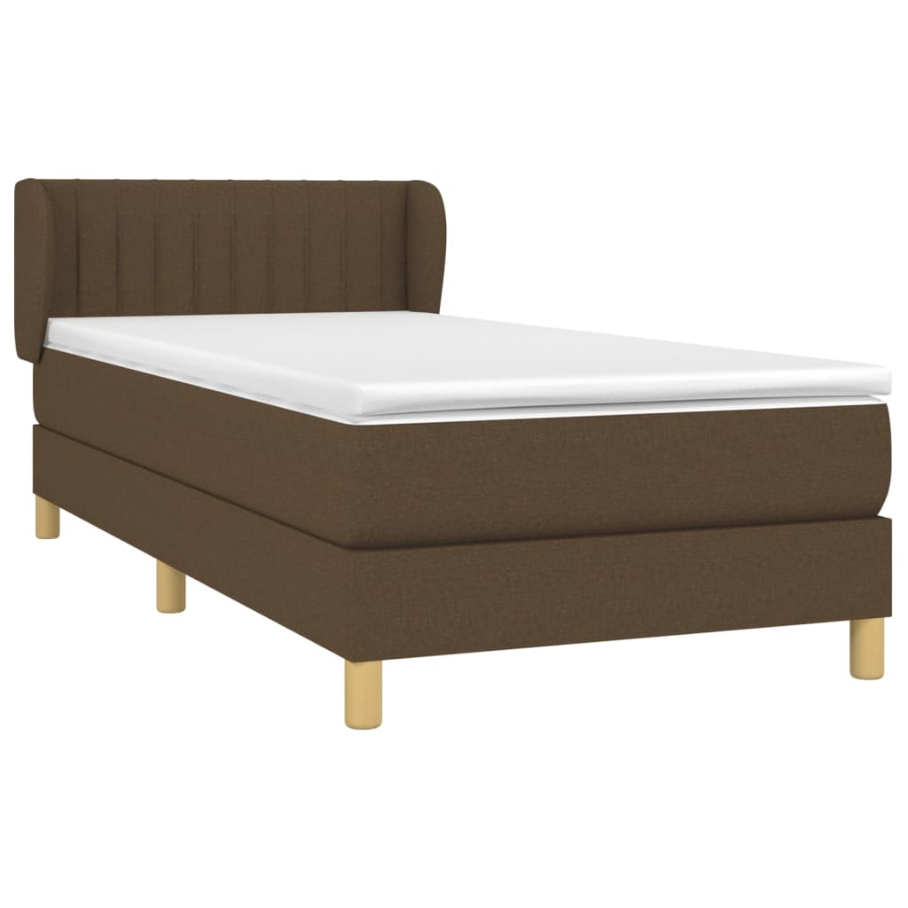 Spring Bed Frame with Dark Brown Mattress 80x200 cm Fabric