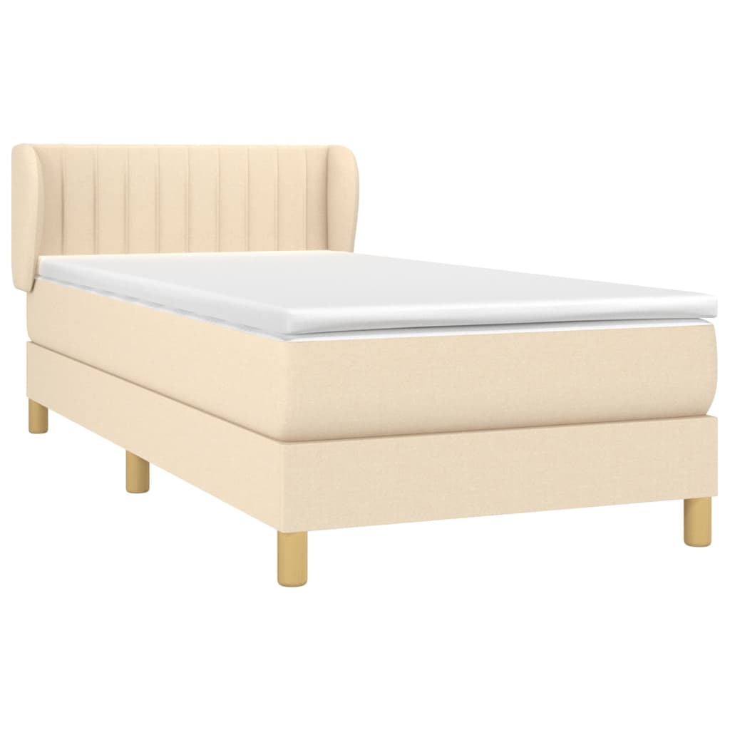 Giroletto a Molle con Materasso Crema 90x190 cm in Tessuto | homemem39
