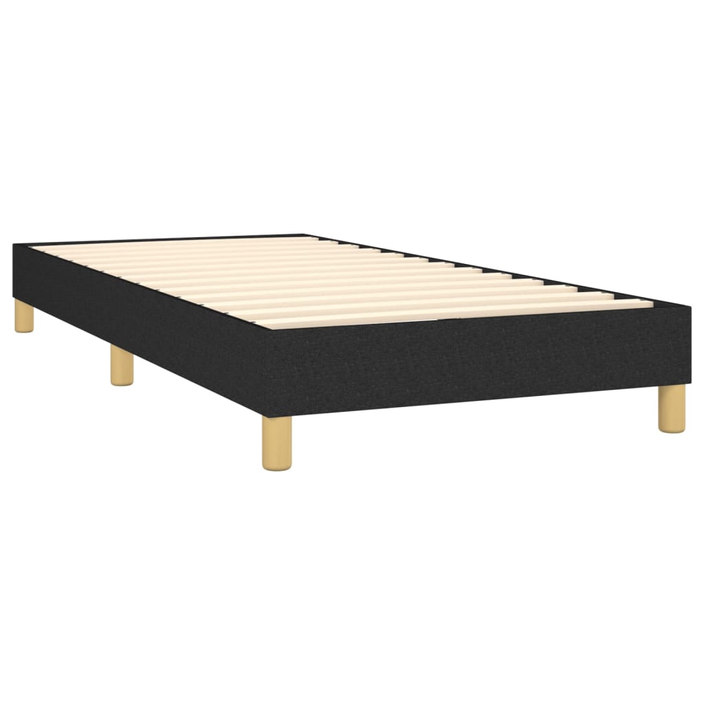 Spring bed frame with black mattress 90x200 cm in fabric