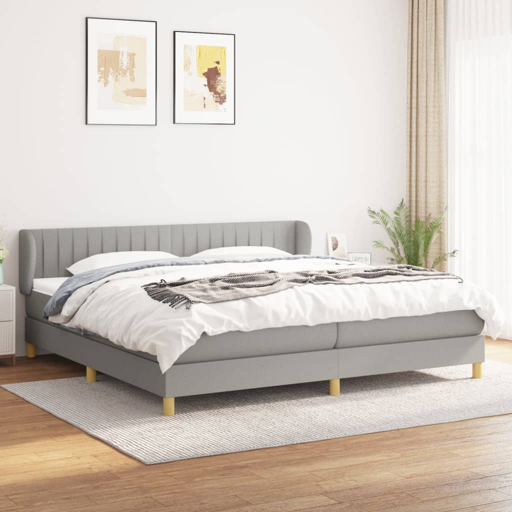 Giroletto a Molle con Materasso Grigio Chiaro 200x200cm Tessuto | homemem39