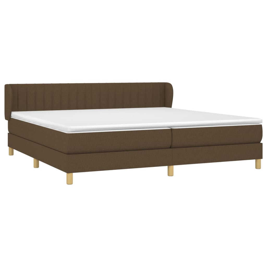 Giroletto a Molle con Materasso Marrone Scuro 200x200cm Tessuto | homemem39