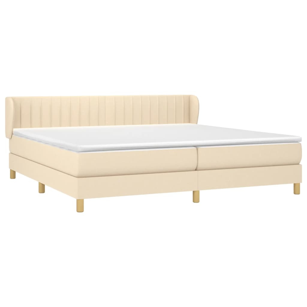 Giroletto a Molle con Materasso Crema 200x200 cm in Tessuto | homemem39