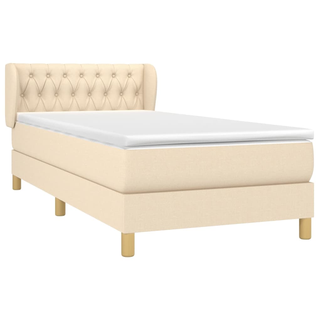 Giroletto a Molle con Materasso Crema 90x190 cm in Tessuto | homemem39