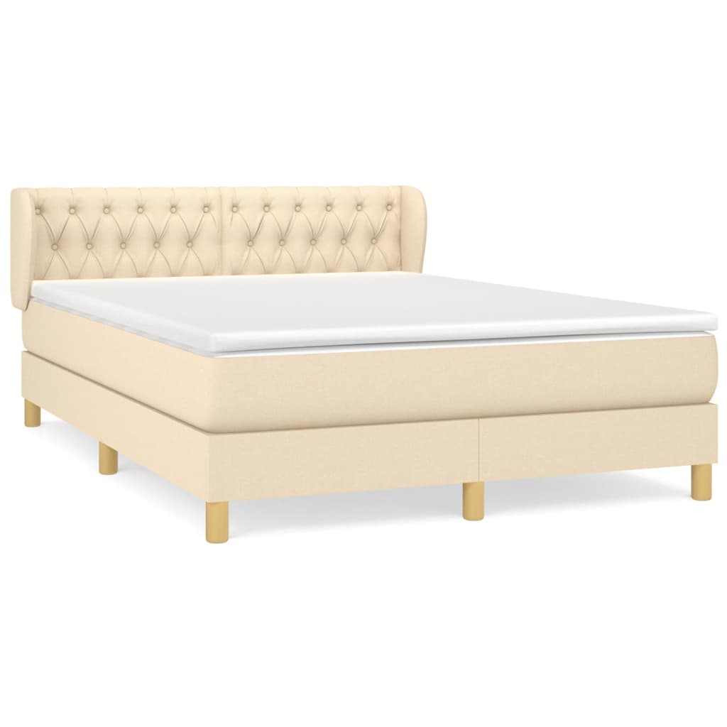 Giroletto a Molle con Materasso Crema 140x19 cm in Tessuto | homemem39