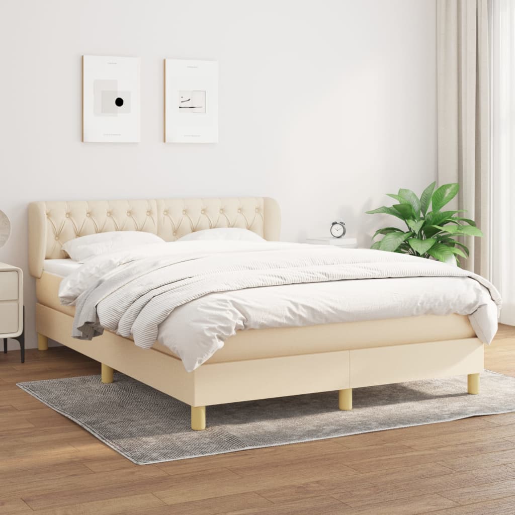 Giroletto a Molle con Materasso Crema 140x19 cm in Tessuto | homemem39