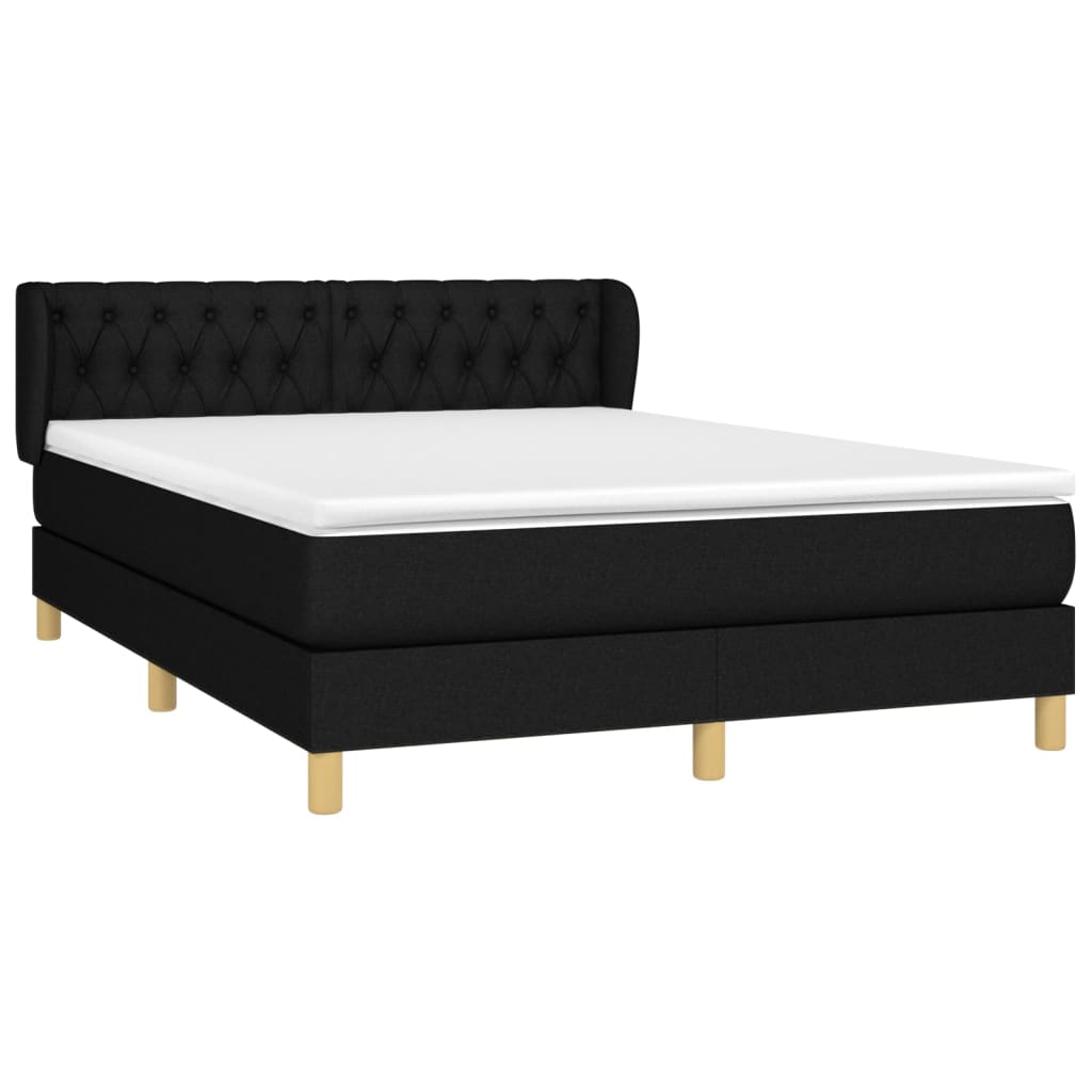 Giroletto a Molle con Materasso Nero 140x200 cm in Tessuto | homemem39