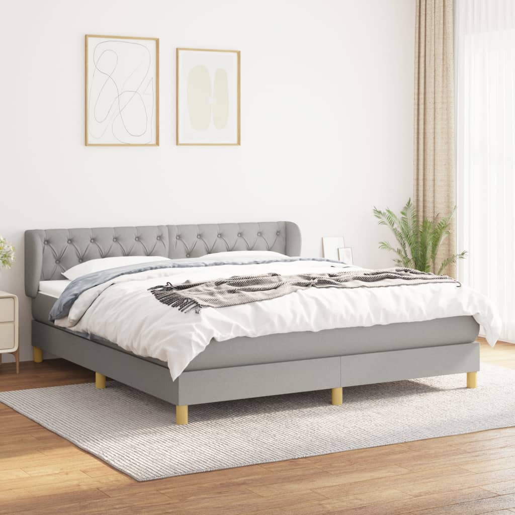 Giroletto a Molle con Materasso Grigio Chiaro160x200 cm Tessuto | homemem39