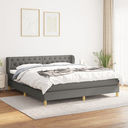 Giroletto a Molle con Materasso Grigio Scuro 160x200 cm Tessuto | homemem39