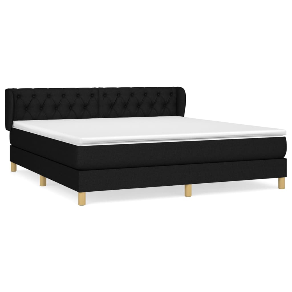 Giroletto a Molle con Materasso Nero 160x200 cm in Tessuto | homemem39