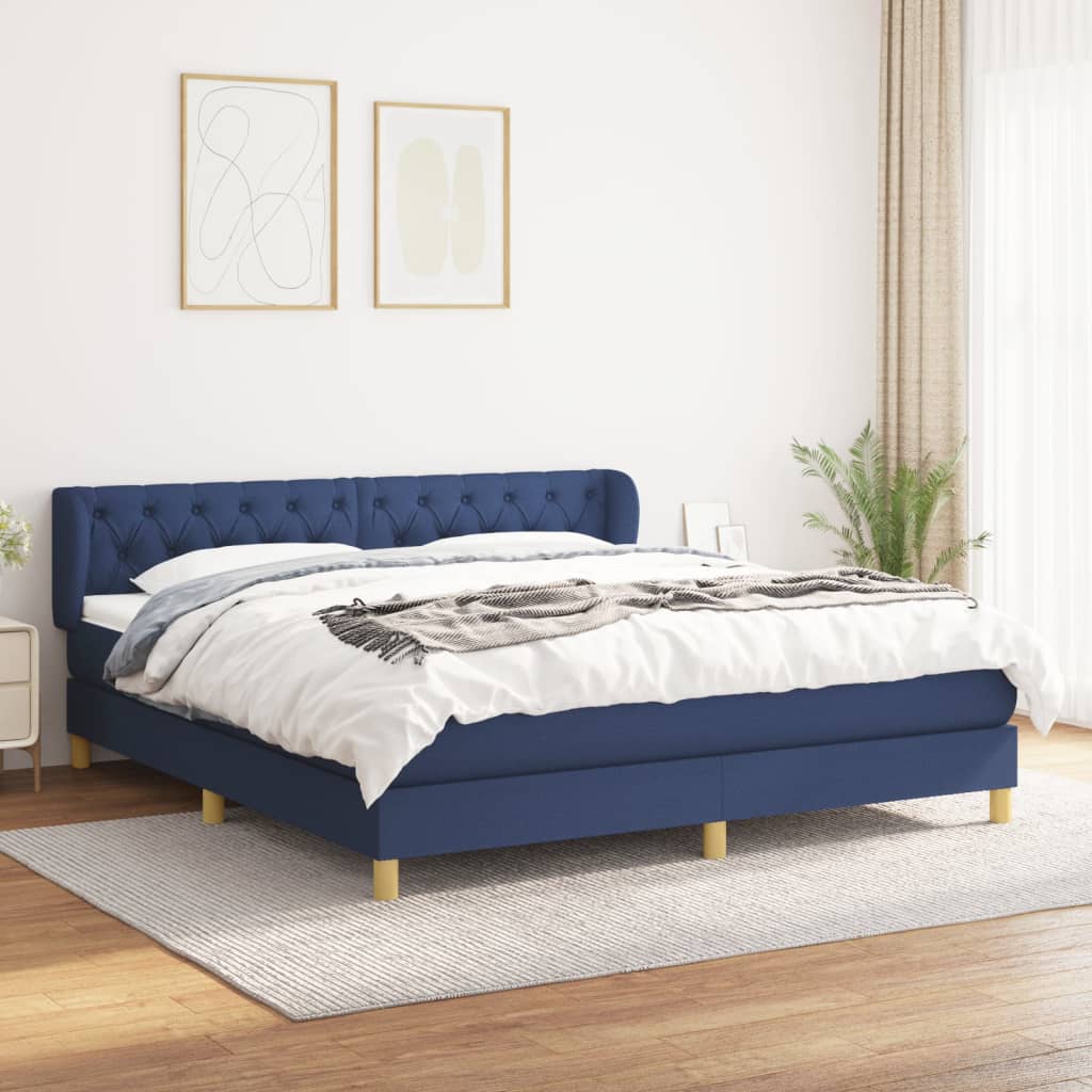 Giroletto a Molle con Materasso Blu 160x200 cm in Tessuto | homemem39