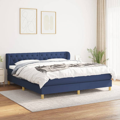 Giroletto a Molle con Materasso Blu 160x200 cm in Tessuto | homemem39