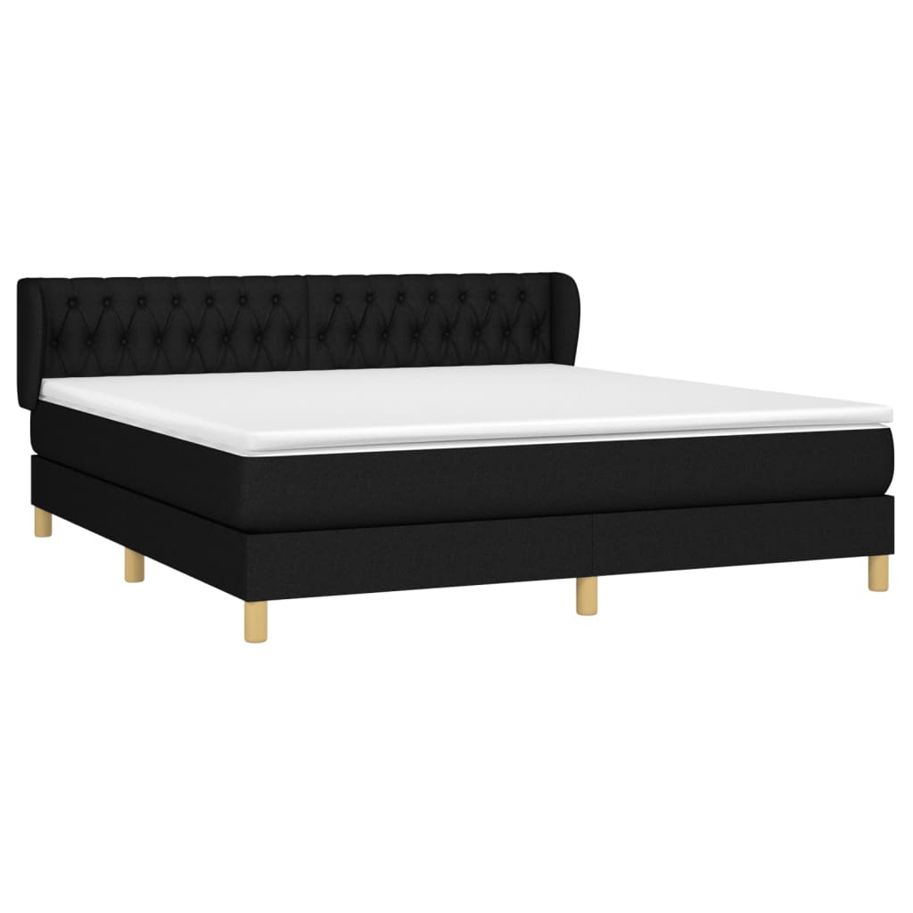 Giroletto a Molle con Materasso Nero 180x200 cm in Tessuto | homemem39