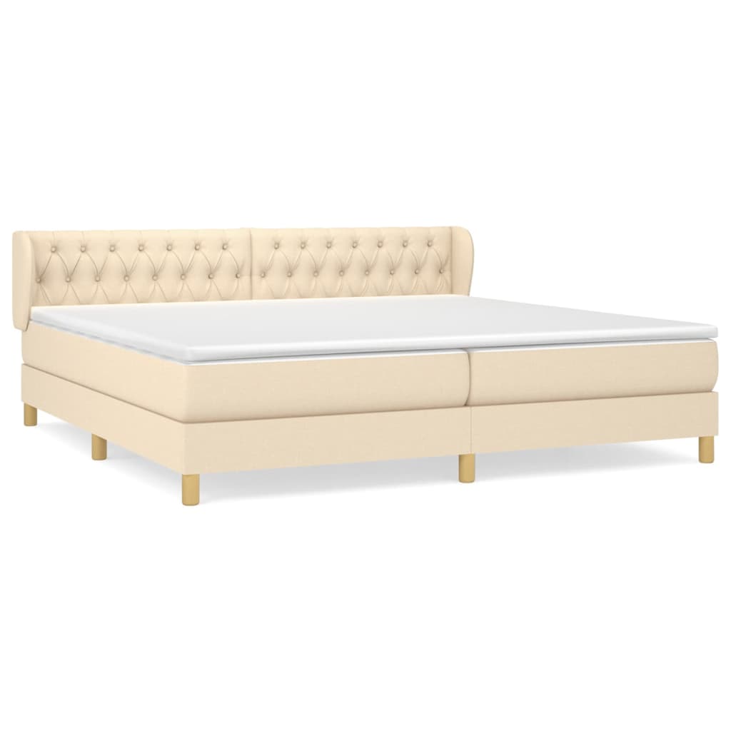 Giroletto a Molle con Materasso Crema 200x200 cm in Tessuto | homemem39