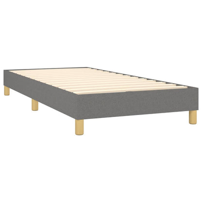 Spring Bed Frame with Dark Gray Mattress 90x200 cm Fabric