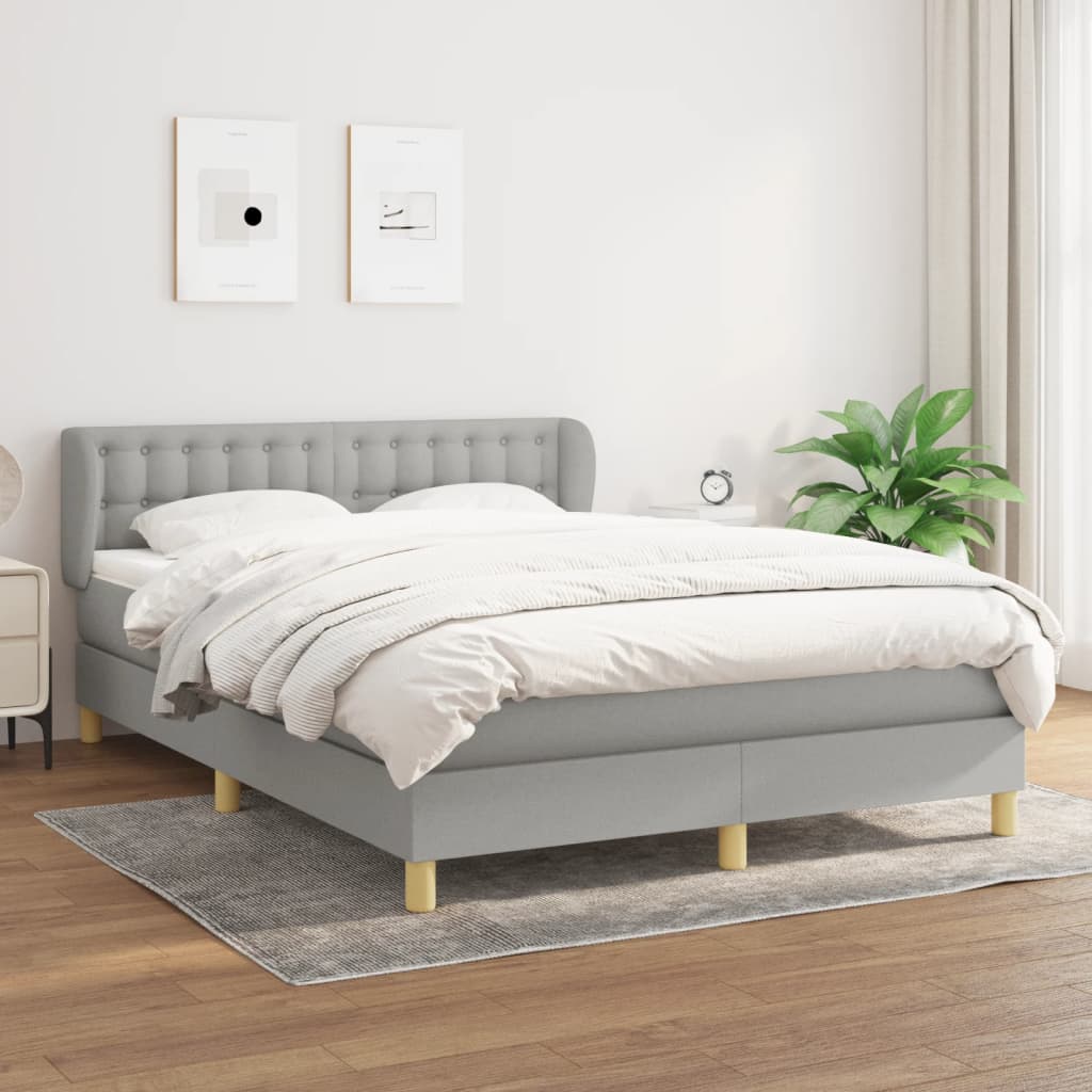 Giroletto a Molle con Materasso Grigio Chiaro 140x190cm Tessuto | homemem39