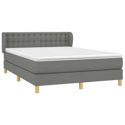 Spring Bed Frame with Dark Gray Mattress 140x190 cm Fabric