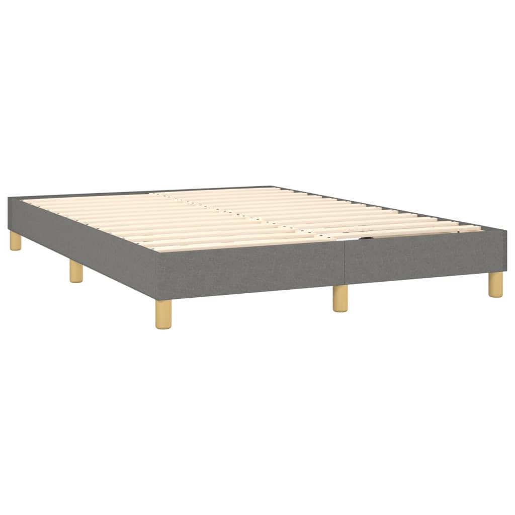 Spring Bed Frame with Dark Gray Mattress 140x190 cm Fabric