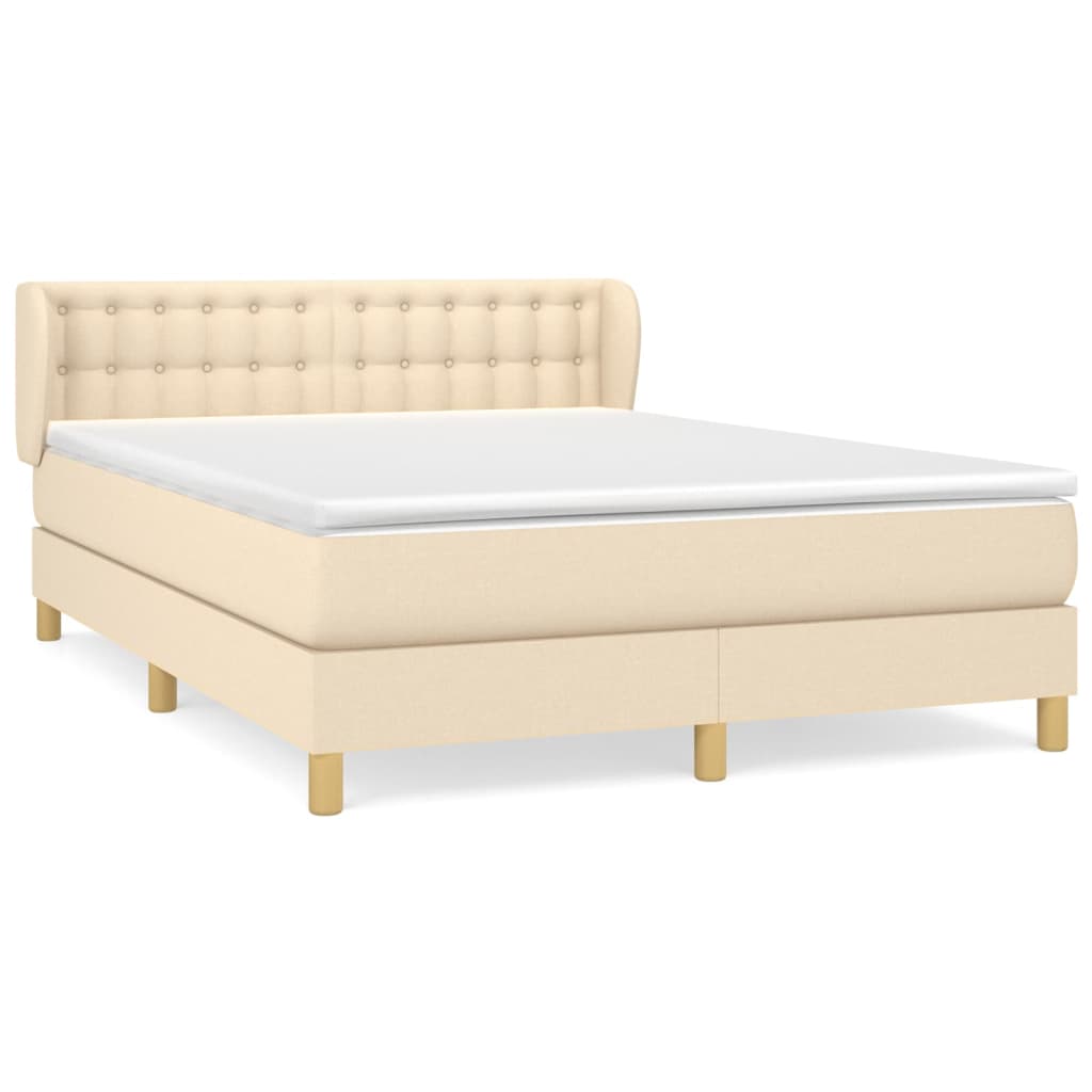 Giroletto a Molle con Materasso Crema 140x200 cm in Tessuto | homemem39