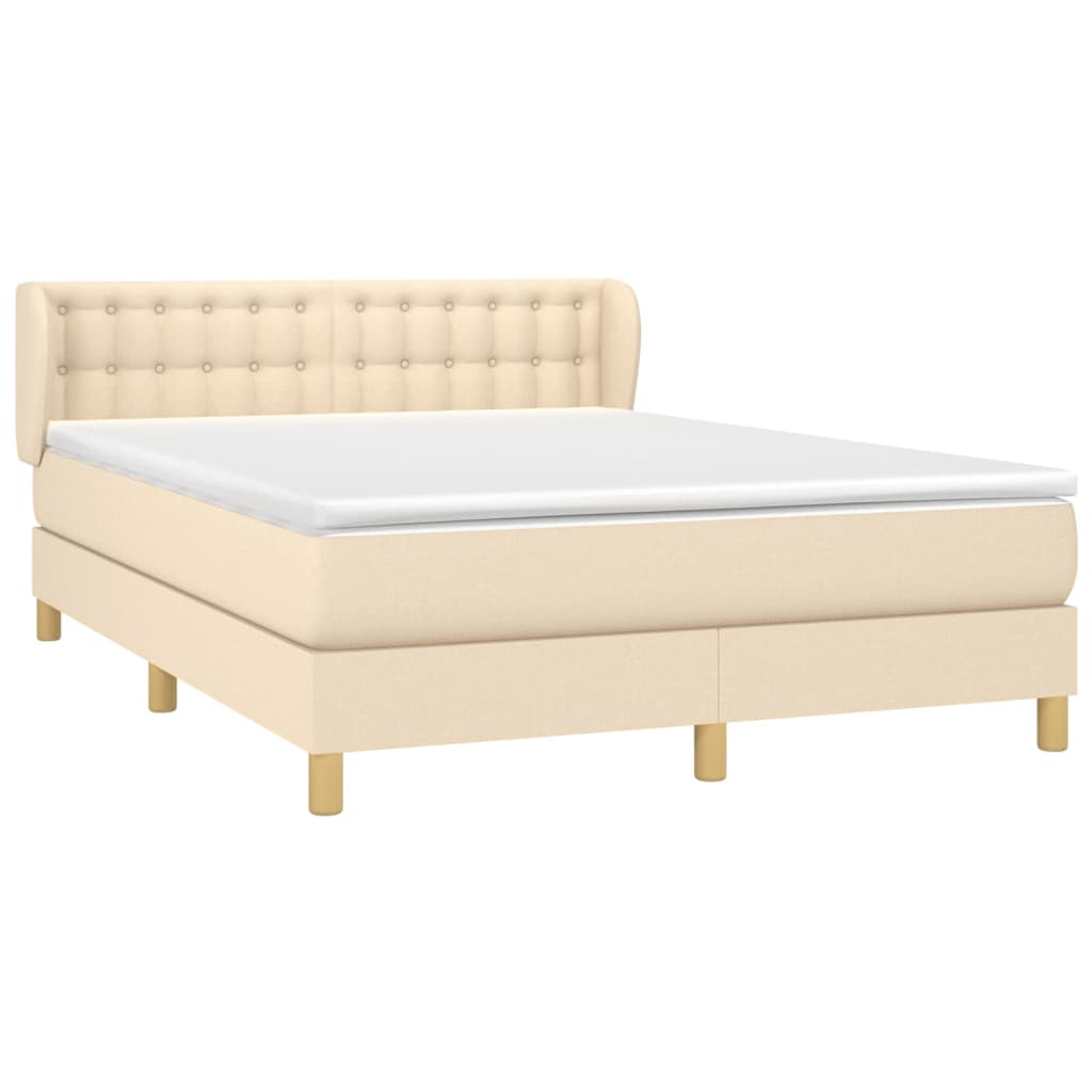 Giroletto a Molle con Materasso Crema 140x200 cm in Tessuto | homemem39