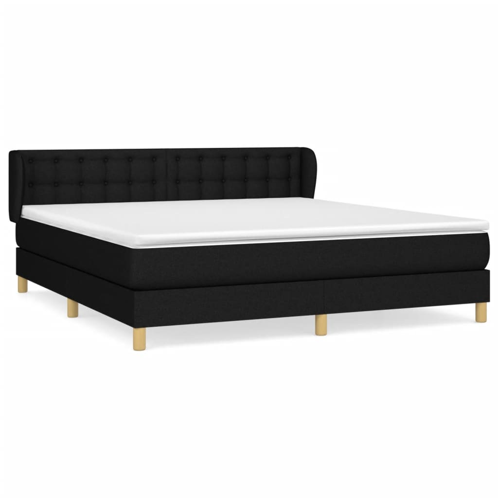 Spring bed frame with black mattress 160x200 cm in fabric