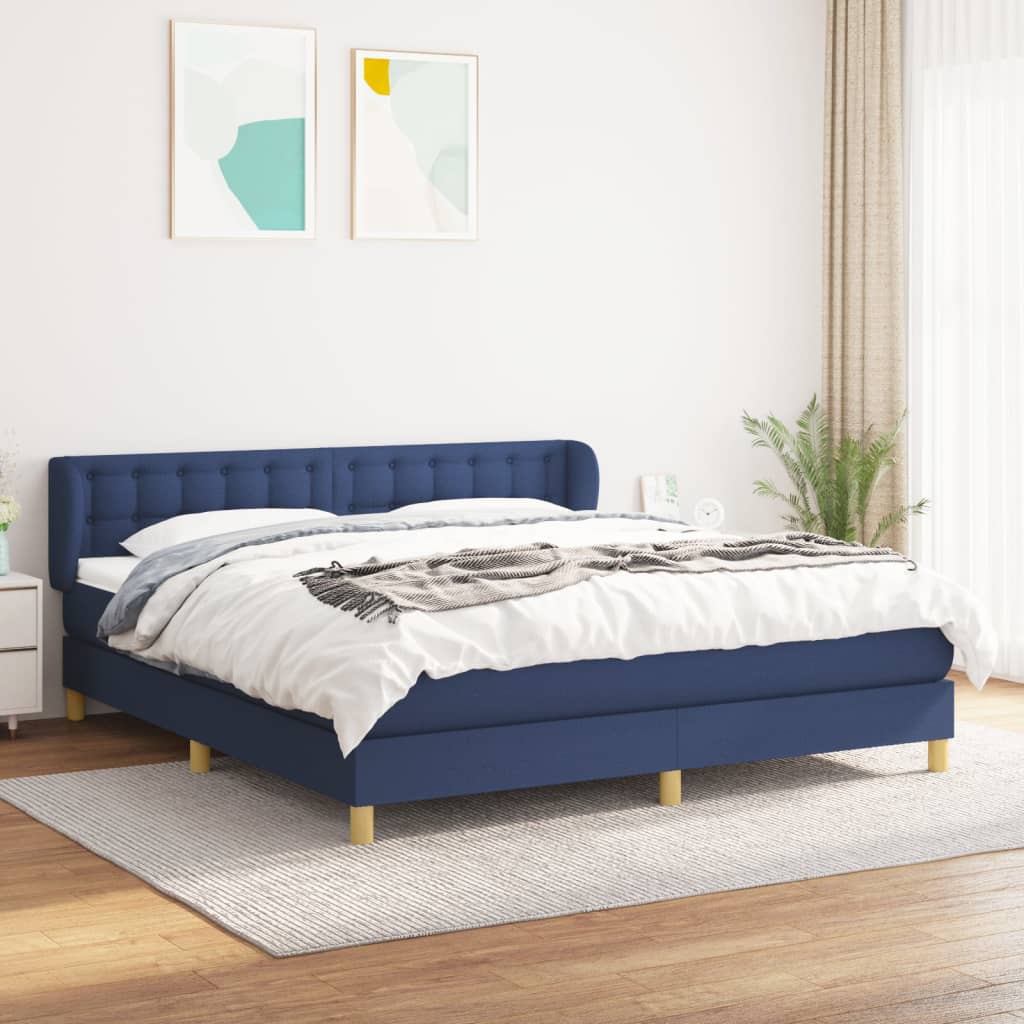 Giroletto a Molle con Materasso Blu 160x200 cm in Tessuto | homemem39
