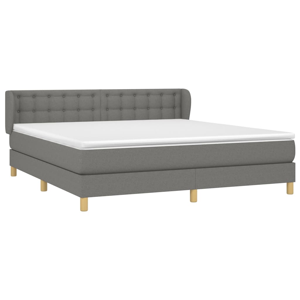 Giroletto a Molle con Materasso Grigio Scuro 180x200 cm Tessuto | homemem39