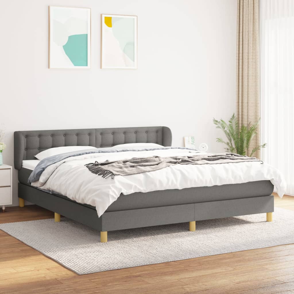 Giroletto a Molle con Materasso Grigio Scuro 180x200 cm Tessuto | homemem39
