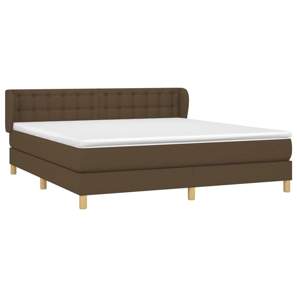 Giroletto a Molle con Materasso Marrone Scuro 180x200cm Tessuto | homemem39