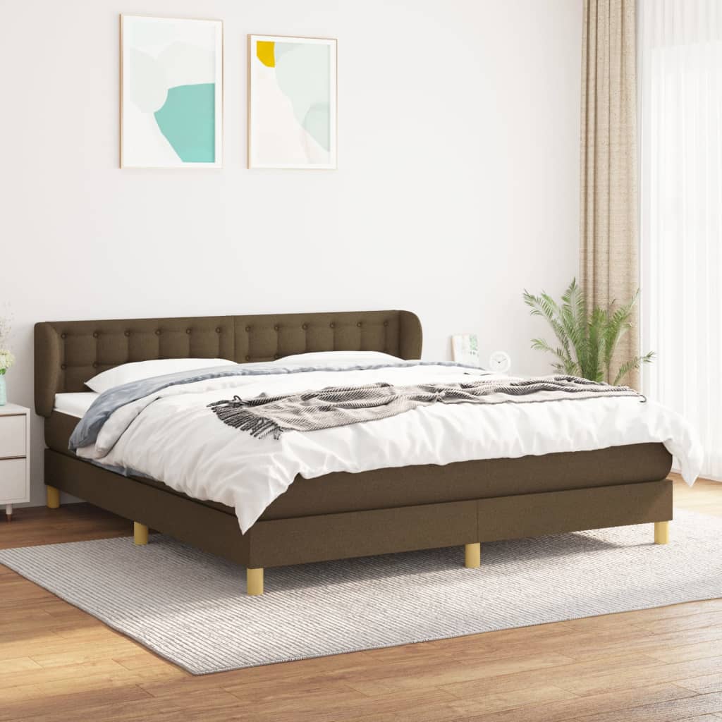 Giroletto a Molle con Materasso Marrone Scuro 180x200cm Tessuto | homemem39