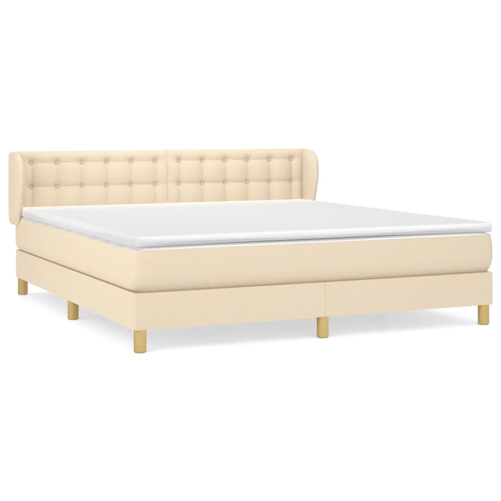 Giroletto a Molle con Materasso Crema 180x200 cm in Tessuto | homemem39