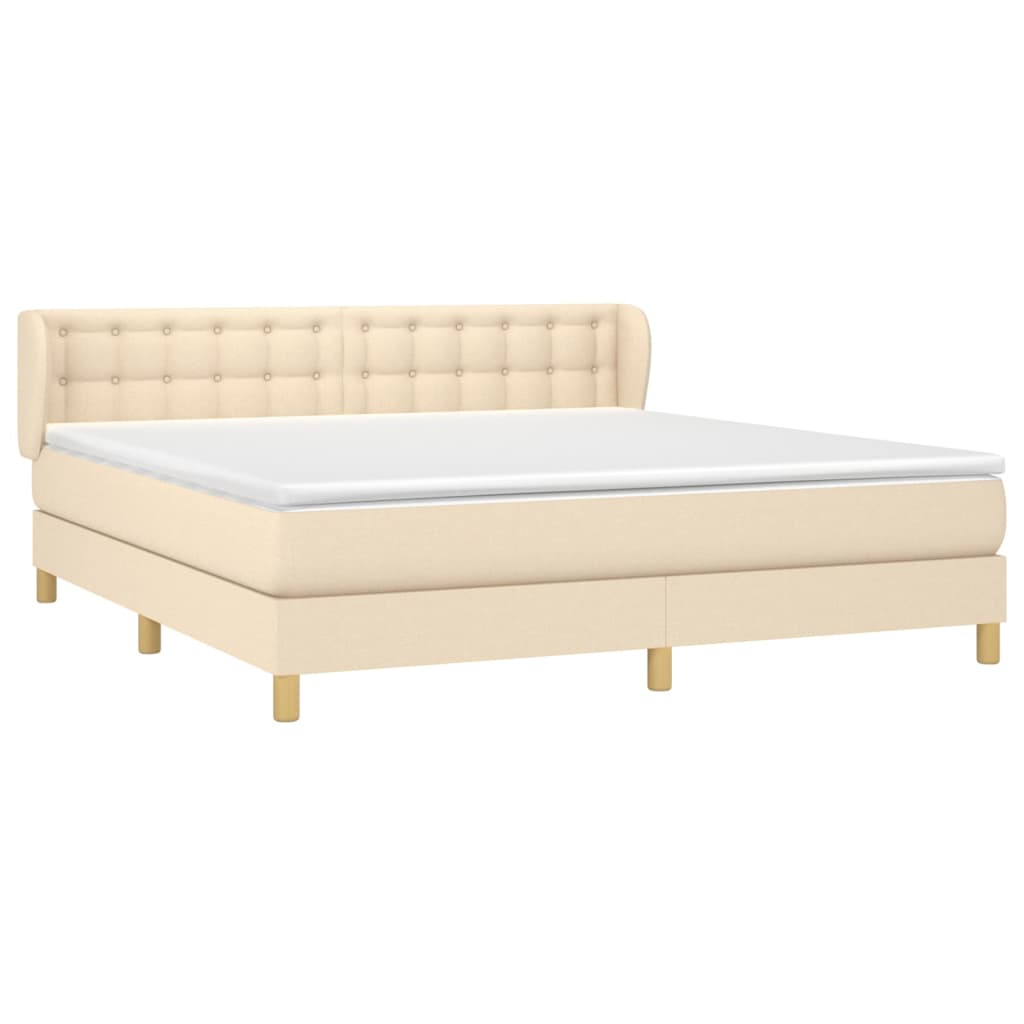 Giroletto a Molle con Materasso Crema 180x200 cm in Tessuto | homemem39