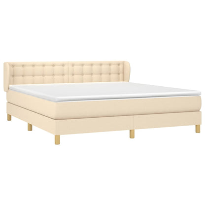 Giroletto a Molle con Materasso Crema 180x200 cm in Tessuto | homemem39