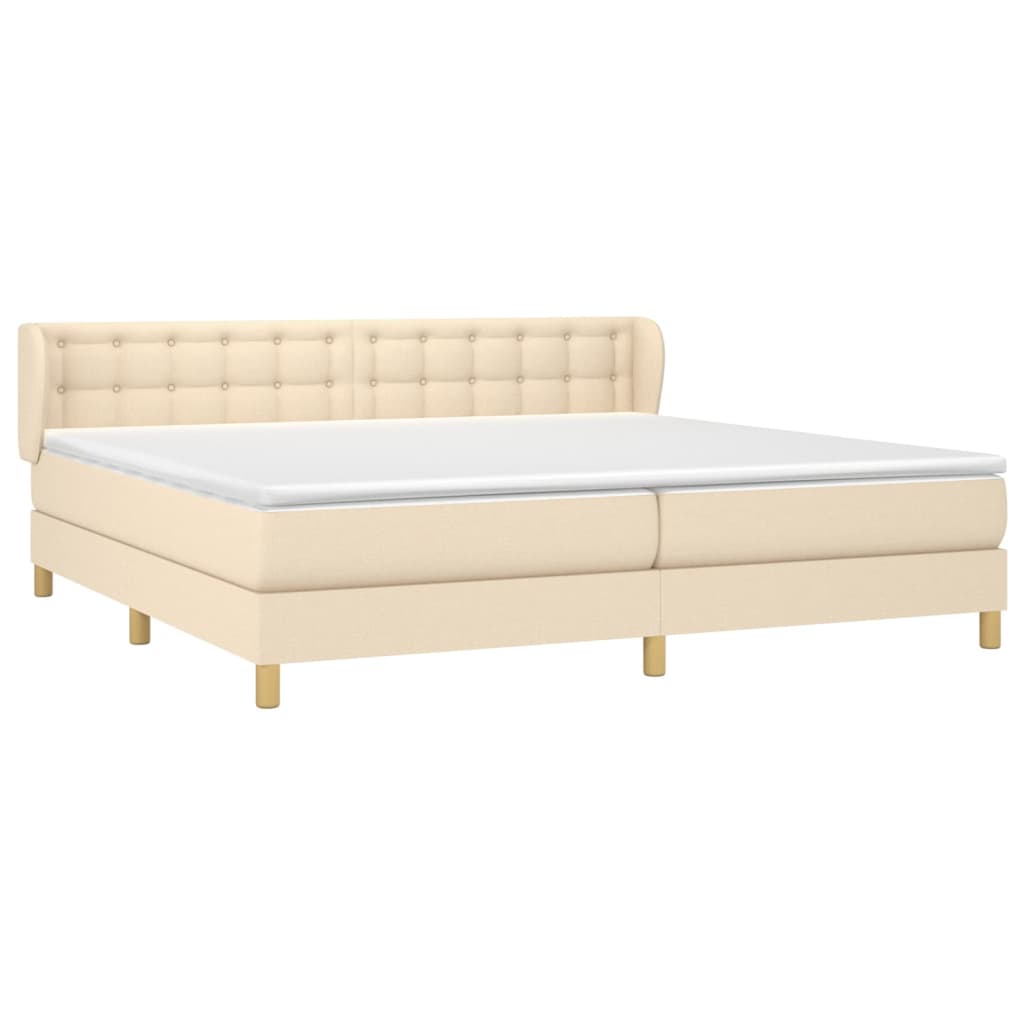 Giroletto a Molle con Materasso Crema 200x200 cm in Tessuto | homemem39
