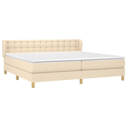 Giroletto a Molle con Materasso Crema 200x200 cm in Tessuto | homemem39