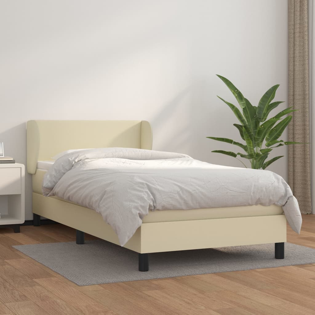 Giroletto a Molle con Materasso Crema 100x200 cm in Similpelle | homemem39