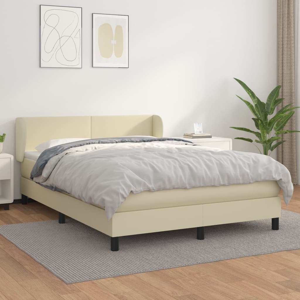 Giroletto a Molle con Materasso Crema 140x190 cm in Similpelle | homemem39
