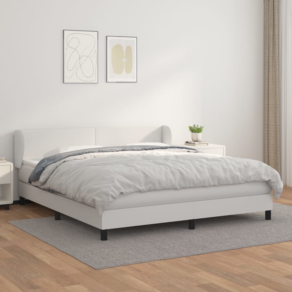 Giroletto a Molle con Materasso Bianco 160x200 cm in Similpelle | homemem39